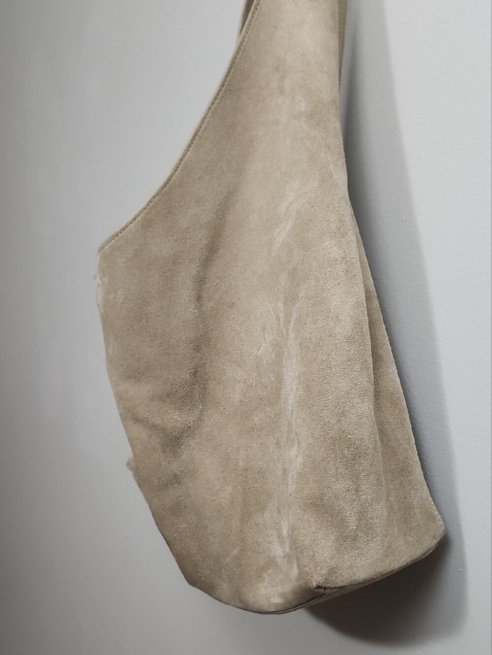 Quince Suede Slouchy Shoulder Bag Esme Sand Beige Boho Minimalist Quiet Luxury - Picture 3 of 11